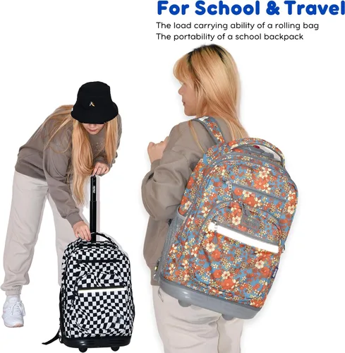 Vista 2 de J World New York Sundance - Mochila rodante para niña y niño, Floración retro, talla única