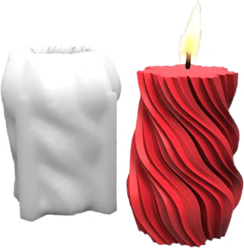 Vista 8 de Molde de vela de silicona en forma de corazón, columna de amor para bricolaje, espuma geométrica, cera de jabón, resina de yeso, polímero, arcilla