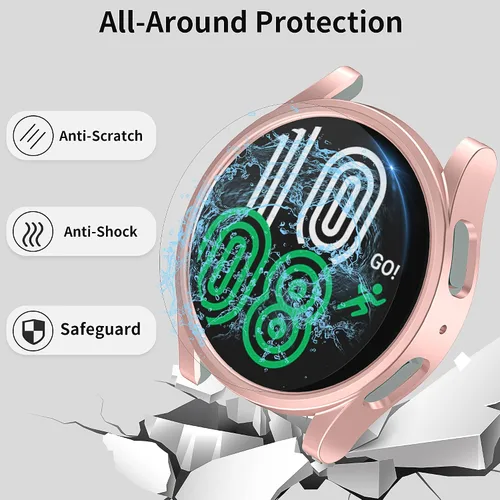 Vista 4 de Paquete de 4 + 4 protectores de pantalla para Samsung Galaxy Watch 5/4 de 1.732 pulgadas (1.732 in), protector de pantalla duro de policarbonato Oro