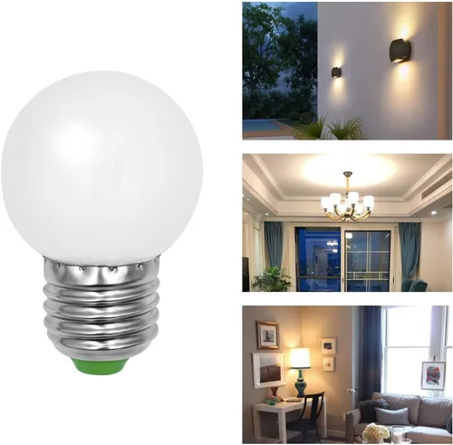 Vista 7 de Bombillas tipo globo G14 G45 3W E26/E27 Edison tornillo 120V blanco cálido, paquete de 2 unidades 3W, no regulable, 260 lúmenes, para espejo