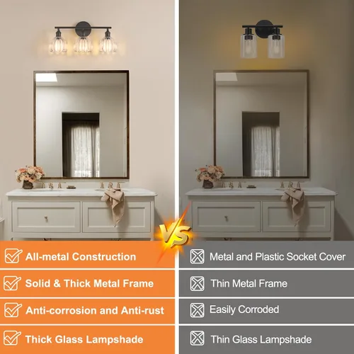 Vista 174 de Shenmoyl Lámparas de baño, lámpara de pared de 2 luces para tocador sobre espejo con pantalla de vidrio tulipán blanco para dormitorio, sala