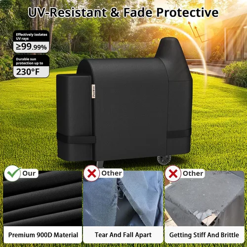 Vista 6 de PasWith Cubierta de Parrilla para Pit Boss 820 Deluxe/Pro 850, [900D Fuerte Resistente al Desgarro] Cubierta para Ahumador de Pellets a Prueba
