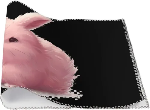 Vista 3 de Juego de 6 manteles individuales de conejo de angora, resistentes y lavables, para decoración de mesa de cena y fiesta