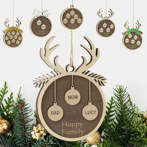 Vista 34 de Adornos de Navidad personalizados familiares de 1, 2, 3, 4, 5, 6, 7, 8, 9, 10, adornos de madera personalizados, decoraciones de Navidad, regalos