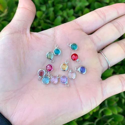 Vista 3 de Adabele Colgante de piedra natal de plata de grado A, 0.236 in, pequeño, 0.315 in y 0.394 in para aretes personalizados, pulseras, collares