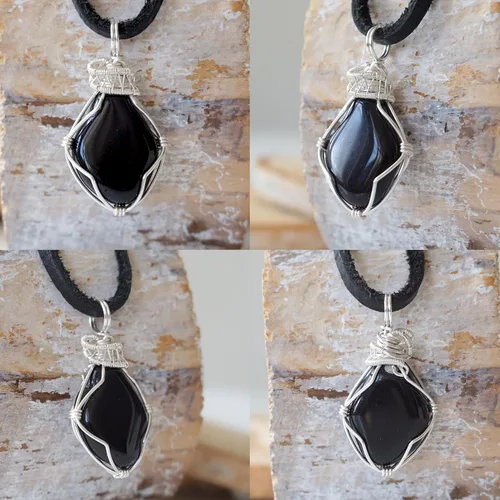 Vista 20 de Collar de cristal de piedra natal alternativo para mujer y hombre - plateado