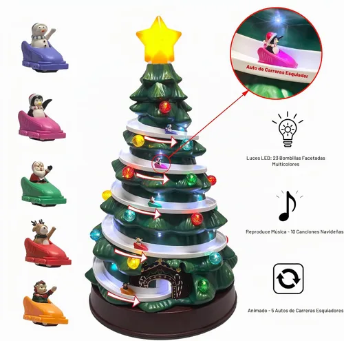 Vista 4 de Árbol de Navidad animado, iluminado y musical de 26 pulgadas
