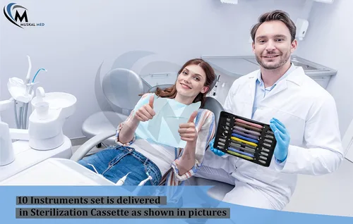 Vista 4 de Mango de silicona Dental Compuesto Llenado Instrumentos Restauradores Kit 10pcs Herramientas Set con Casete DN-2245