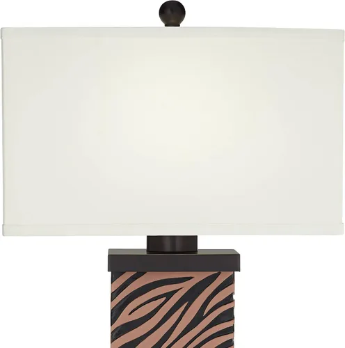 Vista 8 de 360 Lighting Juego de 2 lámparas de mesa modernas con puerto de carga USB de 27 pulgadas de alto, madera sintética de cebra, pantalla rectangular
