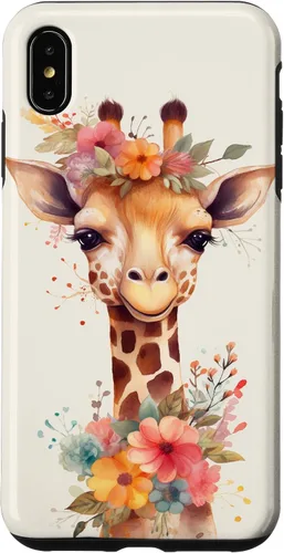 Vista 11 de Cute Giraffe with Flowers Giraffe Floral Case for iPhone 17