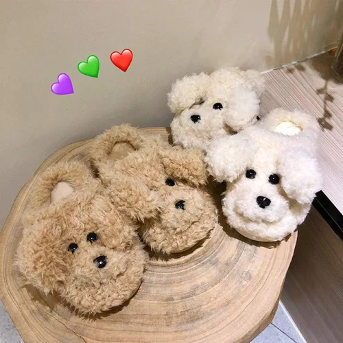 Vista 5 de SGVAHY - Zapatilla de peluche para niñas, diseño de animales de peluche en 3D, diseño de animales de peluche para invierno, antideslizante
