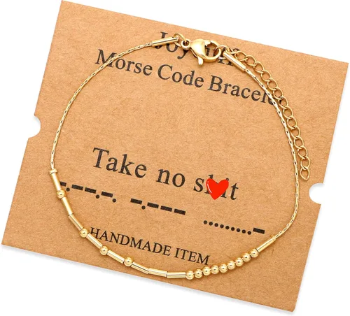Vista 271 de JoycuFF Pulseras inspiradoras de código morse para mujeres, cuentas de plata, joyería con mantra de motivación, regalos para ella