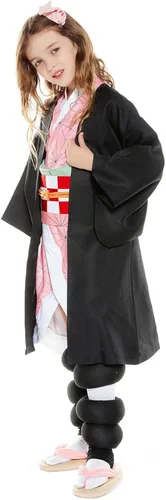 Vista 3 de Kamado Nezuko - Trajes de capa tipo kimono capa para niños disfraz de Halloween cárdigan trajes de cosplay