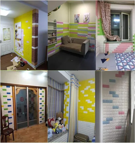 Vista 8 de Queenbox - Paquete de 2 paneles de pared autoadhesivos de espuma de ladrillo de 27.6 x 30 pulgadas, papel tapiz adhesivo de pared para el hogar