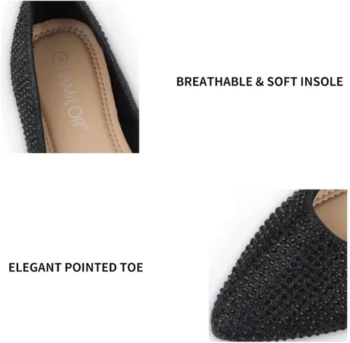 Vista 3 de Samilor Zapatos bajos y elegantes con lazo y puntera redonda para mujer, cómodos y sin cordones