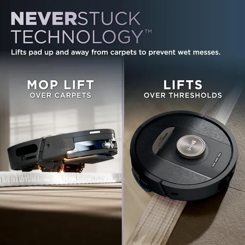 Vista 5 de Shark PowerDetect NeverTouch, Autovaciado y Autollenado, Robot Aspirador y Mopa sin Bolsa, Capacidad de Suciedad de 30 Días, Base HEPA, Tanque