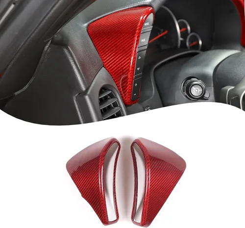 Vista 8 de Lcojicep Cubierta interior para interruptor de botón de auto en ambos lados compatible con Chevrolet Corvette C6 2005-2013, velocímetro lateral Negro