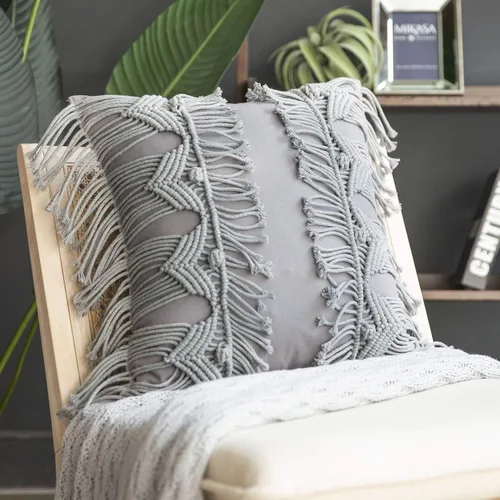 Vista 8 de Phantoscope Almohada Decorativa de Algodón Macramé Hecha a Mano Simétrica 3D Tejida a Crochet Estilo Boho Almohada de Granja con Relleno Incluido