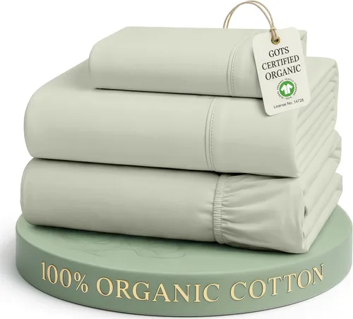 Vista 66 de LANE LINEN - Juego de 2 sábanas de fibras largas 100 % algodón orgánico, percal de fibras largas, ultrasuave y transpirable, para colchones de hasta