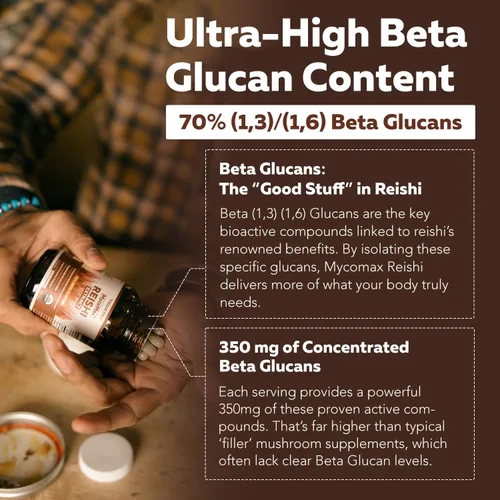 Vista 7 de Extracto orgánico de hongos Reishi - 70% de beta-glucanos - niveles más altos de nutrientes activos, potencia máxima, cultivo en Estados Unidos +