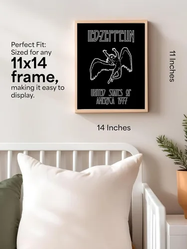 Vista 2 de AMERICAN LUXURY GIFTS Póster de pared vintage de ángel de rock, diseño retro inspirado en la música de los años 70, impresión estética en blanco