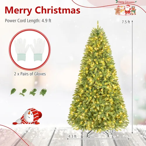 Vista 5 de DREAMADE 7.5 FT Pre-Lit Artificial Christmas Tree, Fraser Fir Green-2