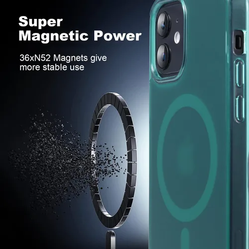 Vista 5 de Funda magnética fuerte para iPhone 12 y iPhone 12 Pro [compatible con MagSafe] [probada contra caídas de grado militar] a prueba de golpes, funda