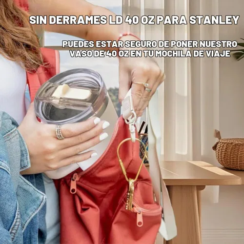 Vista 5 de Paquete de 2 tapas de repuesto con popote abatible desmontable para vaso térmico de 30 oz, compatible con Stanley Quencher ProTour, tapa a prueba
