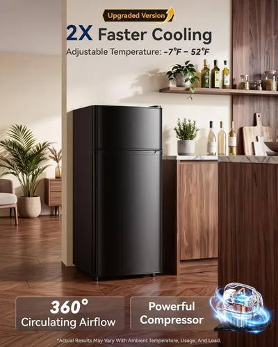 Vista 2 de Tehanld Refrigerador congelador de 4.4 pies cúbicos para dormitorio/oficina