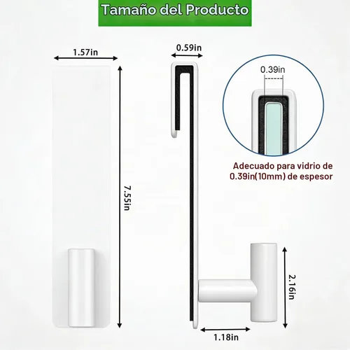 Vista 3 de HUFEEOH Paquete de 2 ganchos de puerta en forma de T blancos para vidrio
