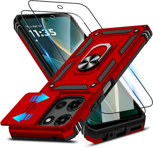 Vista 95 de ATUMP for Moto G-Play-2024 Case with Camera Lens Cover & HD Screen Protector(2 Pcs), [10FT Military Grade Drop Protection] Magnetic Ring Holder