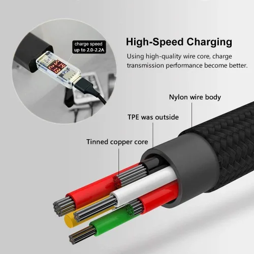 Vista 6 de Puxnoin Cable de carga múltiple, paquete de 2 cables de carga múltiple universal 3 en 1, cable USB múltiple de carga rápida con tipo C, conectores