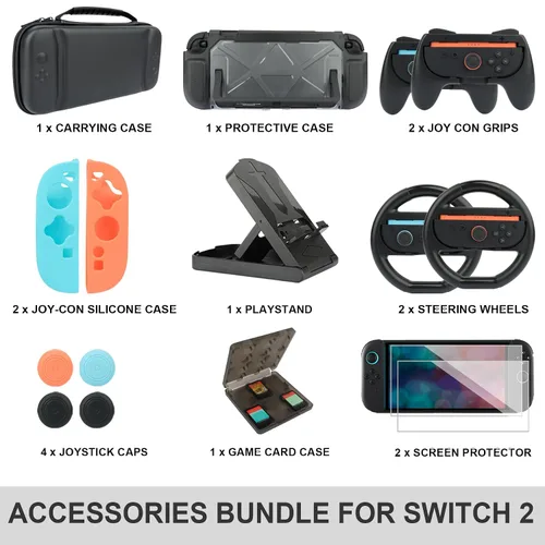 Vista 3 de RTop Switch 2 Accessories Kit for Nintendo Switch 2 (2025),Family Bundle Accessories Kit with Carrying Case& Screen Protector,Joy Con Grips and