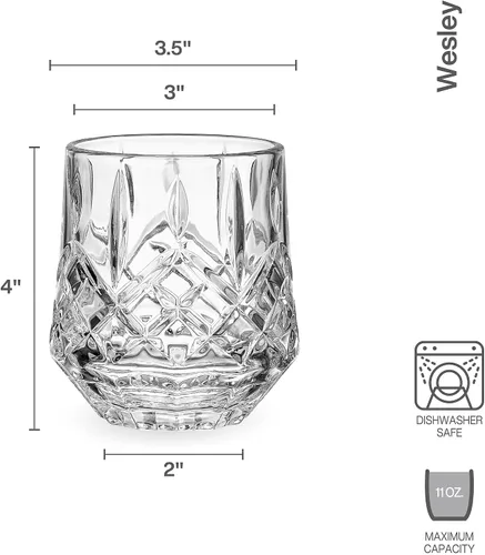 Vista 3 de Mikasa Wesley - Vasos de whisky dobles a la antigua, juego de 4, 11 onzas