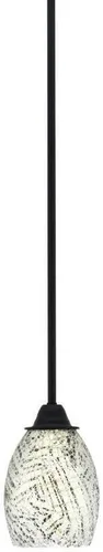 Vista 213 de Toltec Lighting Paramount - Mini colgante de 1 luz en acabado negro mate con cristal de arte perla de 7 pulgadas y estilo negro