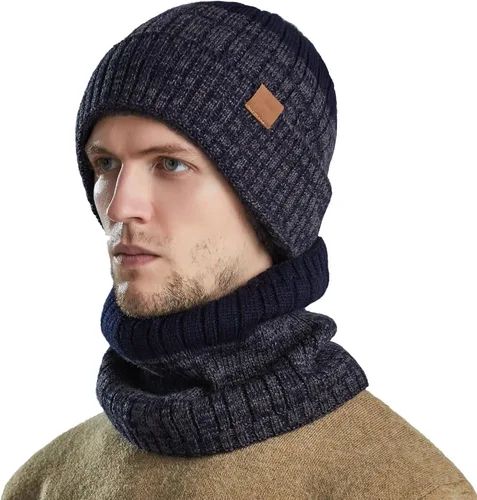 Vista 5 de Gorro cálido, bufanda de punto, suave y grueso, gorro de punto ajustable y elástico