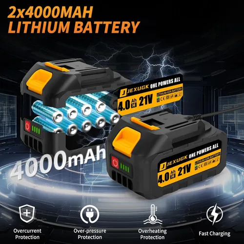 Vista 4 de JEXUGK Motosierra Inalámbrica Sin Escobillas de 12 Pulgadas, Motosierra Inalámbrica de Mano con 2 Baterías de 4.0Ah, Motosierra Mini Portátil con 2