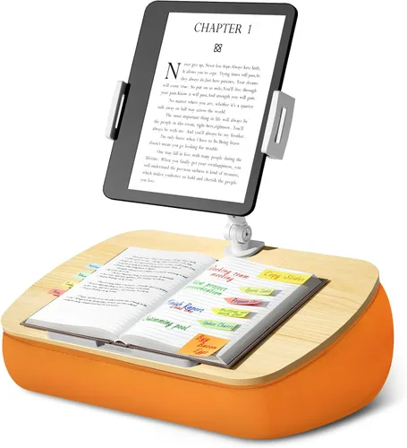 Vista 9 de ERGONOV Almohada de frijoles para regazo acogedora Kindle con soporte ajustable para brazo, soporte de tableta de 360°, se adapta a Kindle