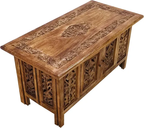Vista 6 de Lightnpro - Mesa de centro de madera hecha a mano – Mesa central rectangular plegable premontada para sala de estar con revistas y almacenamiento