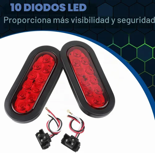 Vista 4 de Yexiya Paquete de 12 luces LED ovaladas para remolque, rojo