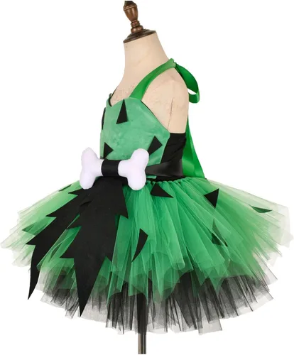 Vista 5 de iiniim Baby Kids Costume Halloween Cosplay Dress Up Cavegirl Tutu Dress with Headwear