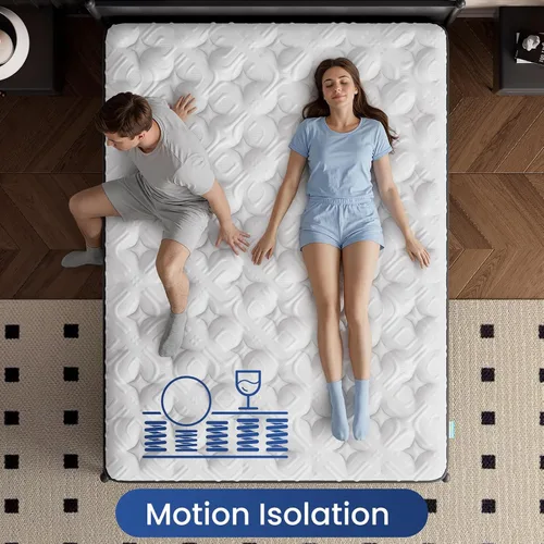 Vista 7 de BedStory Colchón híbrido de firmeza media de 14 pulgadas, colchón híbrido para sueño profundo alivio del dolor de 7 zonas, cama extra firme en una