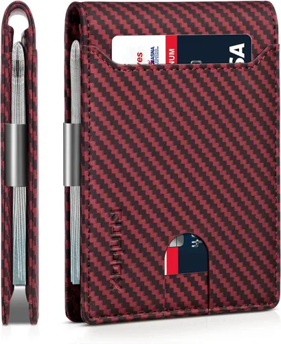 Vista 152 de RUNBOX - Carteras delgadas para hombre, cartera de piel con pinza para el dinero, cartera de bolsillo frontal con bloqueo RFID, tarjetero