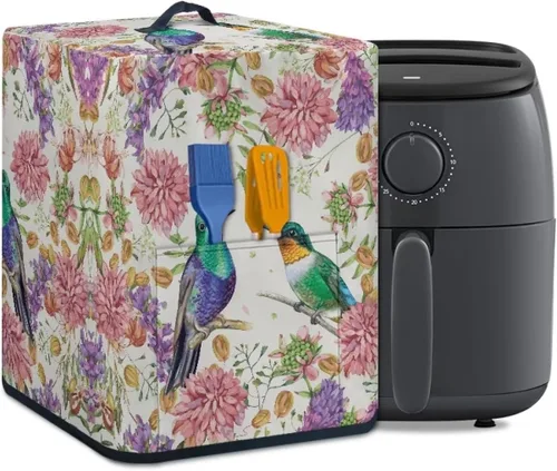 Vista 12 de Gomyblomy Funda para electrodomésticos pequeños con diseño de murciélagos, protector de freidora de aire lavable con tema de Halloween, protector
