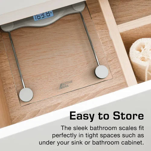 Vista 5 de Active Era Báscula digital de peso corporal, báscula de baño ultradelgada de alta precisión con vidrio templado, tecnología Step-on y pantalla