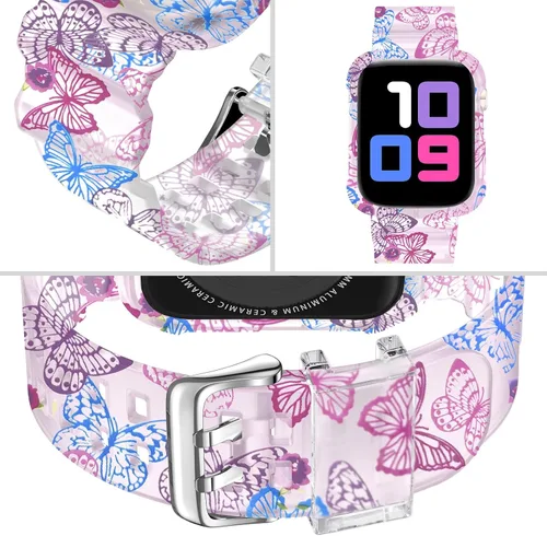 Vista 153 de DABAOZA - Correa transparente compatible con Apple Watch con estuche protector, correa deportiva de TPU con brillo para mujeres y hombres