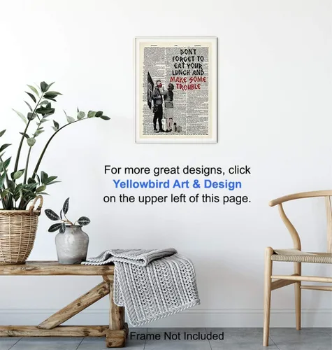 Vista 5 de Banksy Make Some Trouble - Impresión artística de pared en la foto de la página de diccionario, es un gran regalo para decoración del hogar, sala