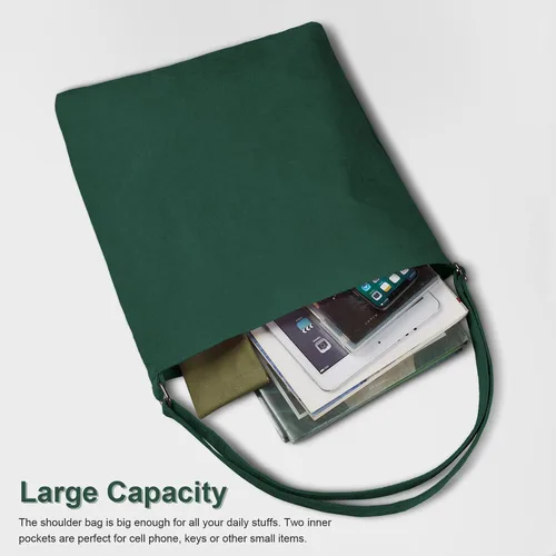 Vista 2 de Kememo Bolso Hobo de pana con cremallera, bolsa de hombro de gran capacidad, bolsa de compras para mujer