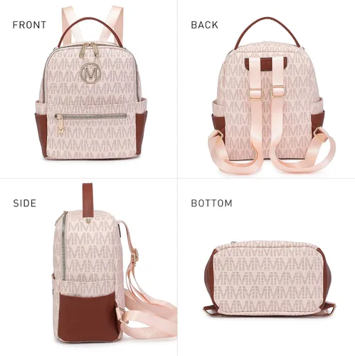 Vista 5 de MKP - Mochila pequeña para mujer y mujer, con múltiples bolsillos, con bolsillo frontal con cremallera, Rosado, Mochilas Daypack
