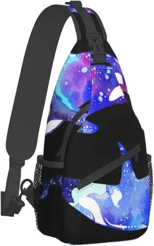 Vista 2 de LYNSAY Orca Killer Whale - Bolso cruzado en el pecho, bolso casual con correa, mochila de viaje ligera para hombres y mujeres para adultos